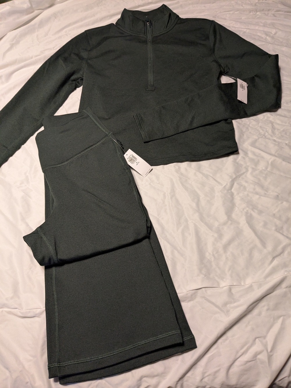 Old Navy XS Olive Green CloudComfy Quarter-Zip Active Top Straight Leg Petite